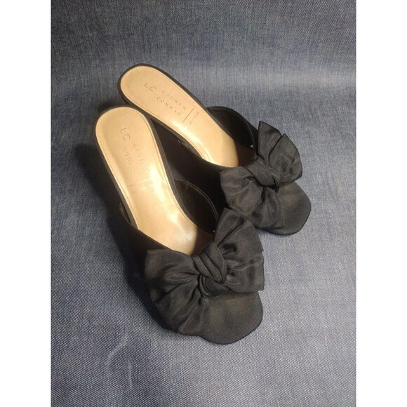 Lauren Conrad Back Bow Peep Toe Heels Slides Size 9 - Picture 1 of 8
